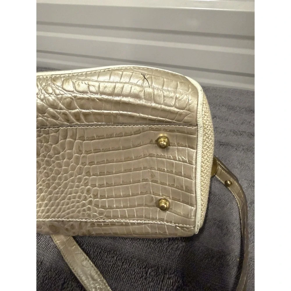 Brahmin‎ Woven Linen Tweed Satchel Oyster Shell Melbourne Purse (Smoke Smell)